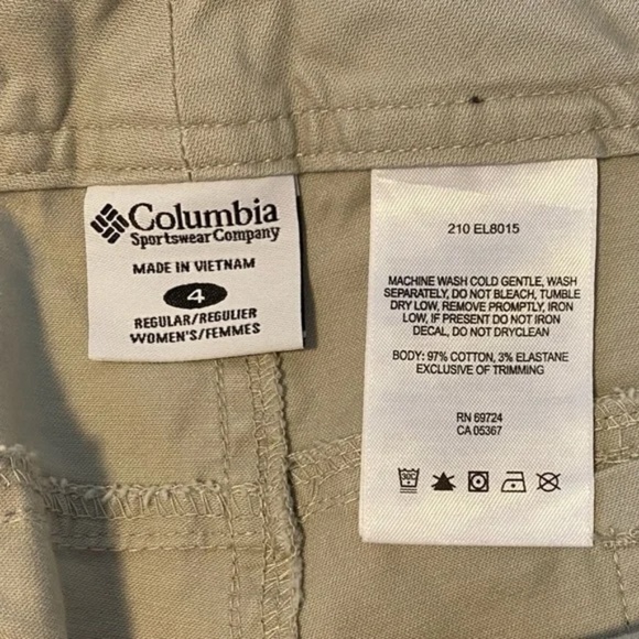 NWT Columbia Sz 4 Treacherous Tour Pant 100% Cotton Beige #289 - Picture 6 of 10